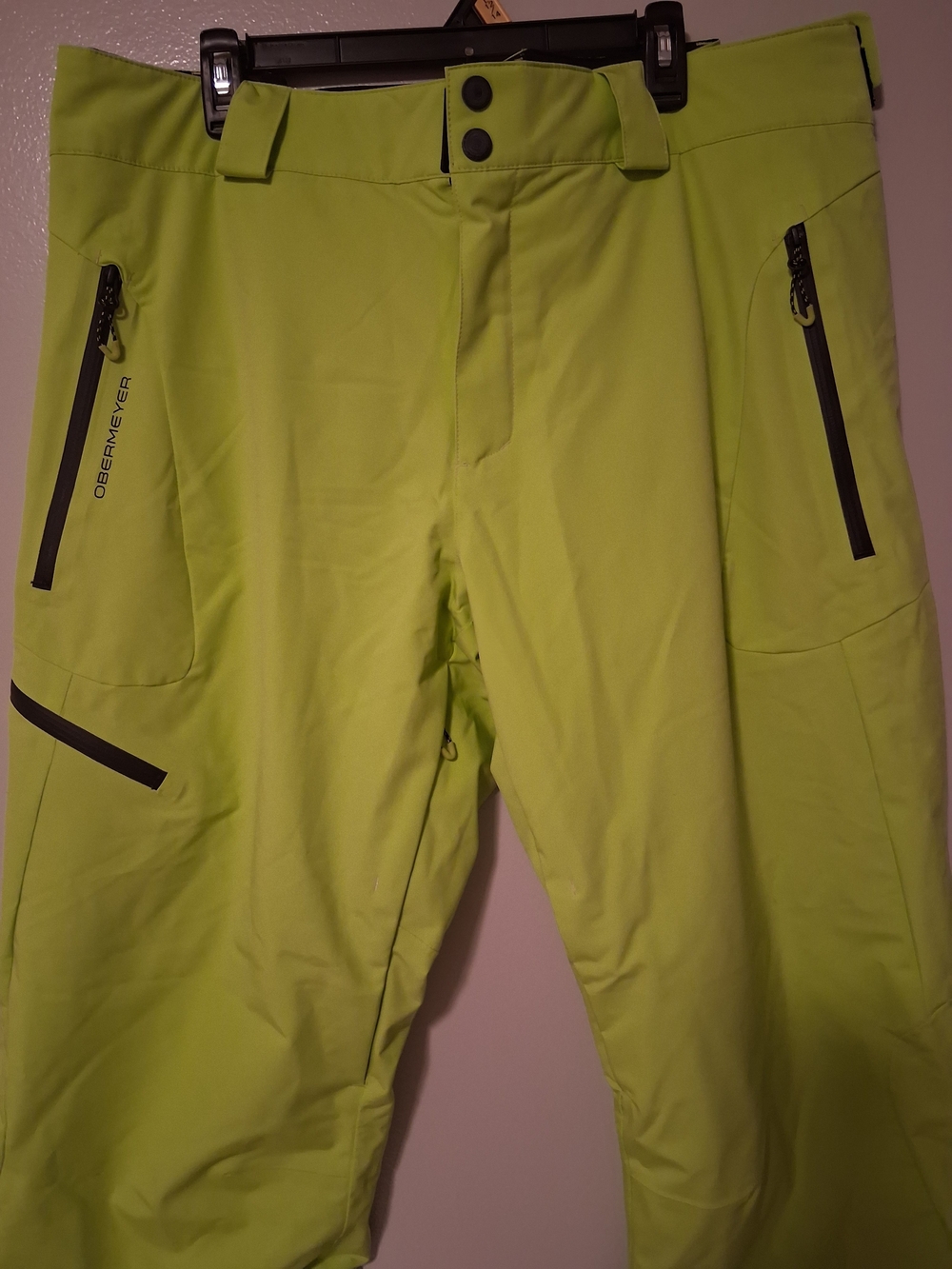 Obermeyer Lime Green Men's Cargo Snow/Ski Pants with Zippered Pockets